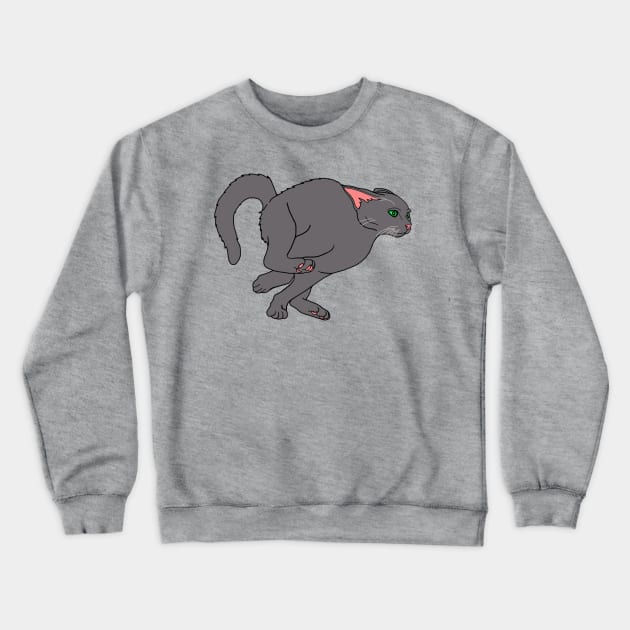 Racing Hyper Gray Cat Crewneck Sweatshirt by Art by Deborah Camp